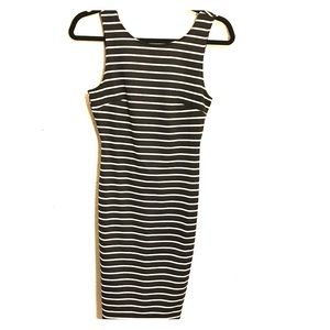 B & W  striped sleeveless dress w/ cutout back